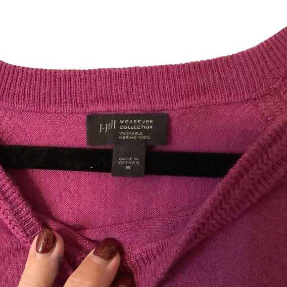 J.Jill Wearever Collection Washable Merino Wool Sweater Women Size Medium Berry - Picture 2 of 8